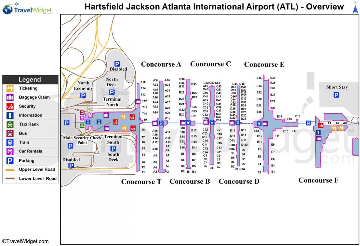 mapa Hartsfield Jackson Atlanta Mezinárodní Letiště