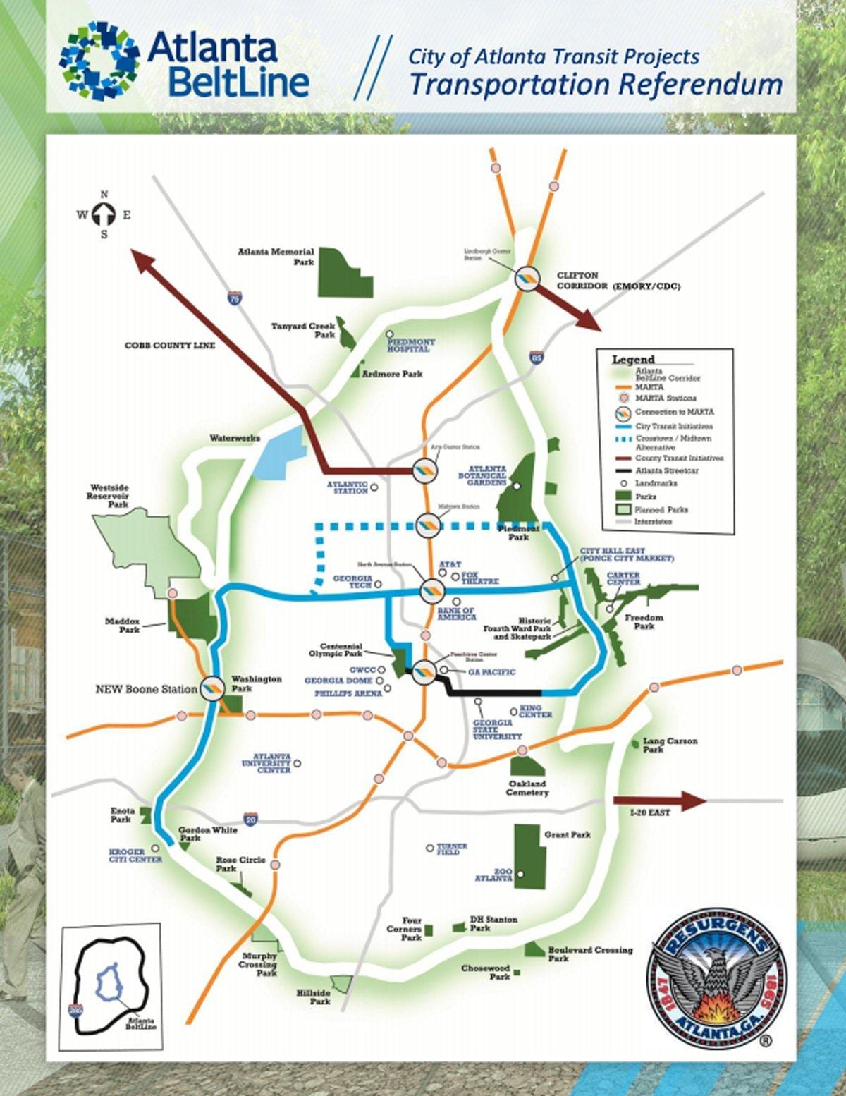 mapa Atlanta beltline
