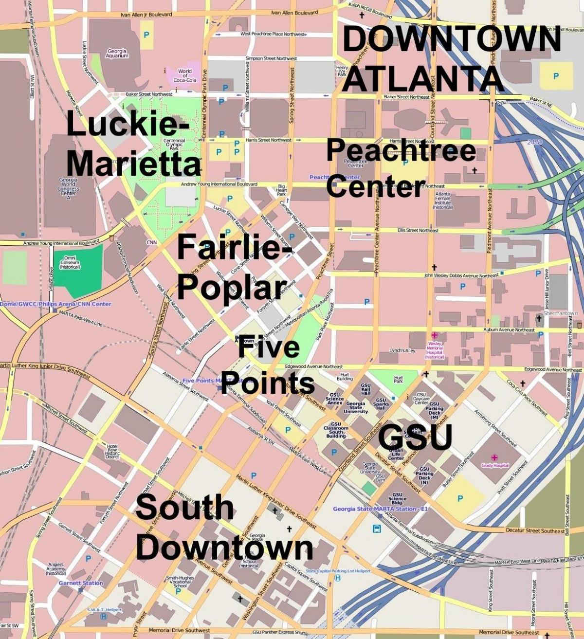 mapa downtown Atlanta