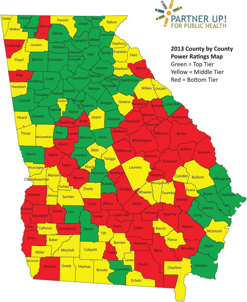 Atlanta Georgia county mapě