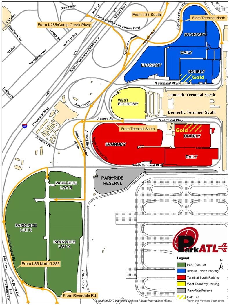 Atlanta Hartsfield letiště parkoviště mapě