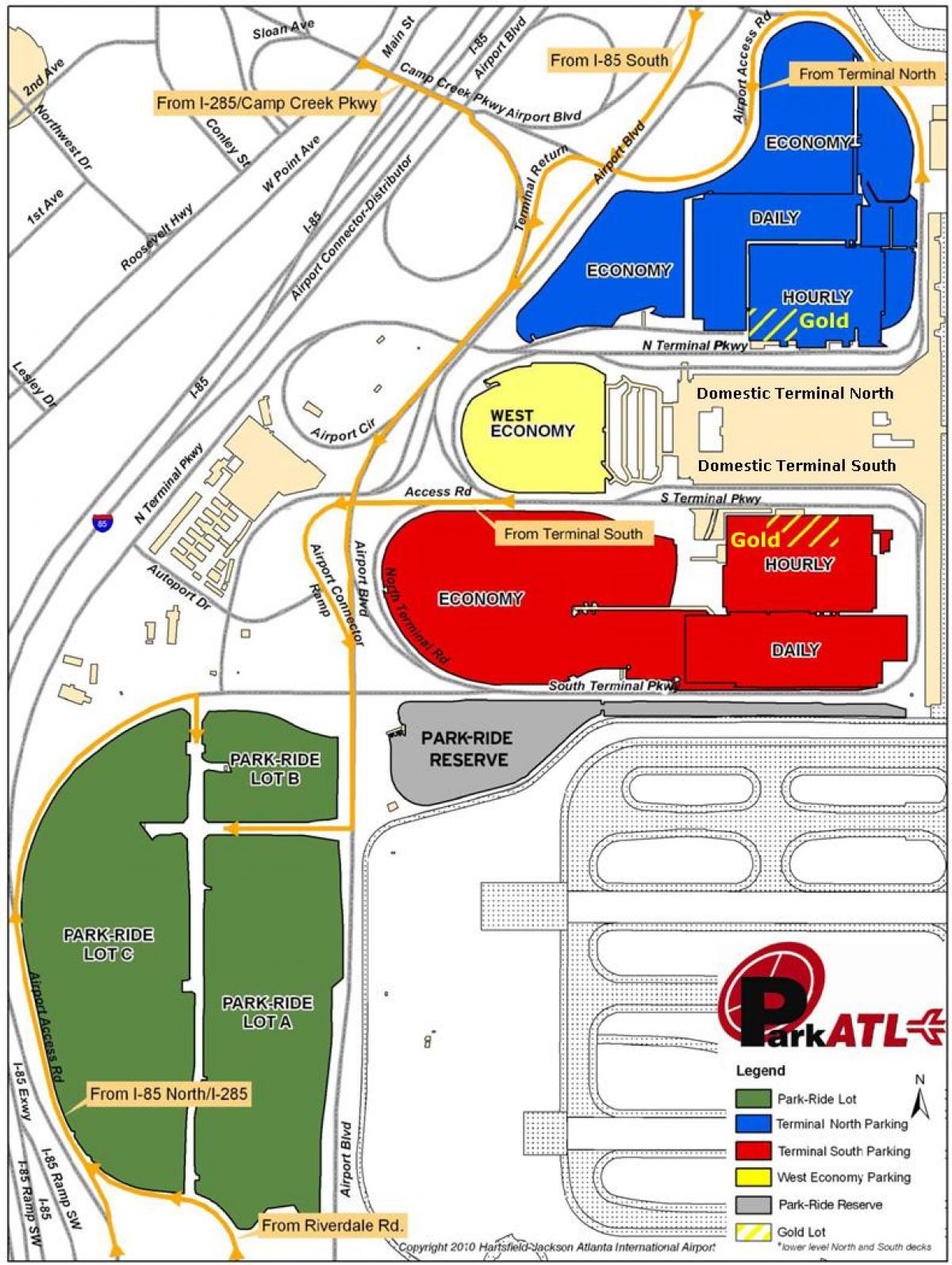 Atlanta Hartsfield letiště parkoviště mapě