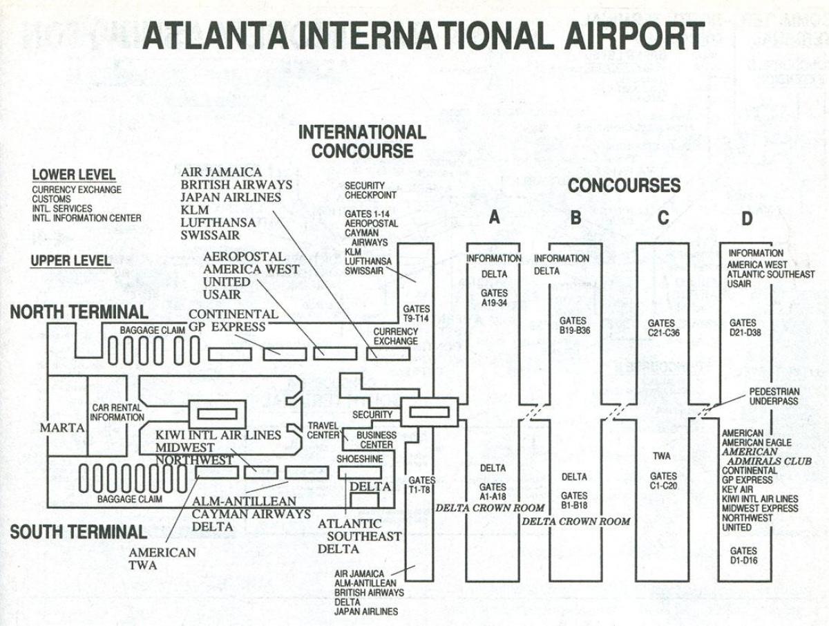 Atlanta airport terminal mapa