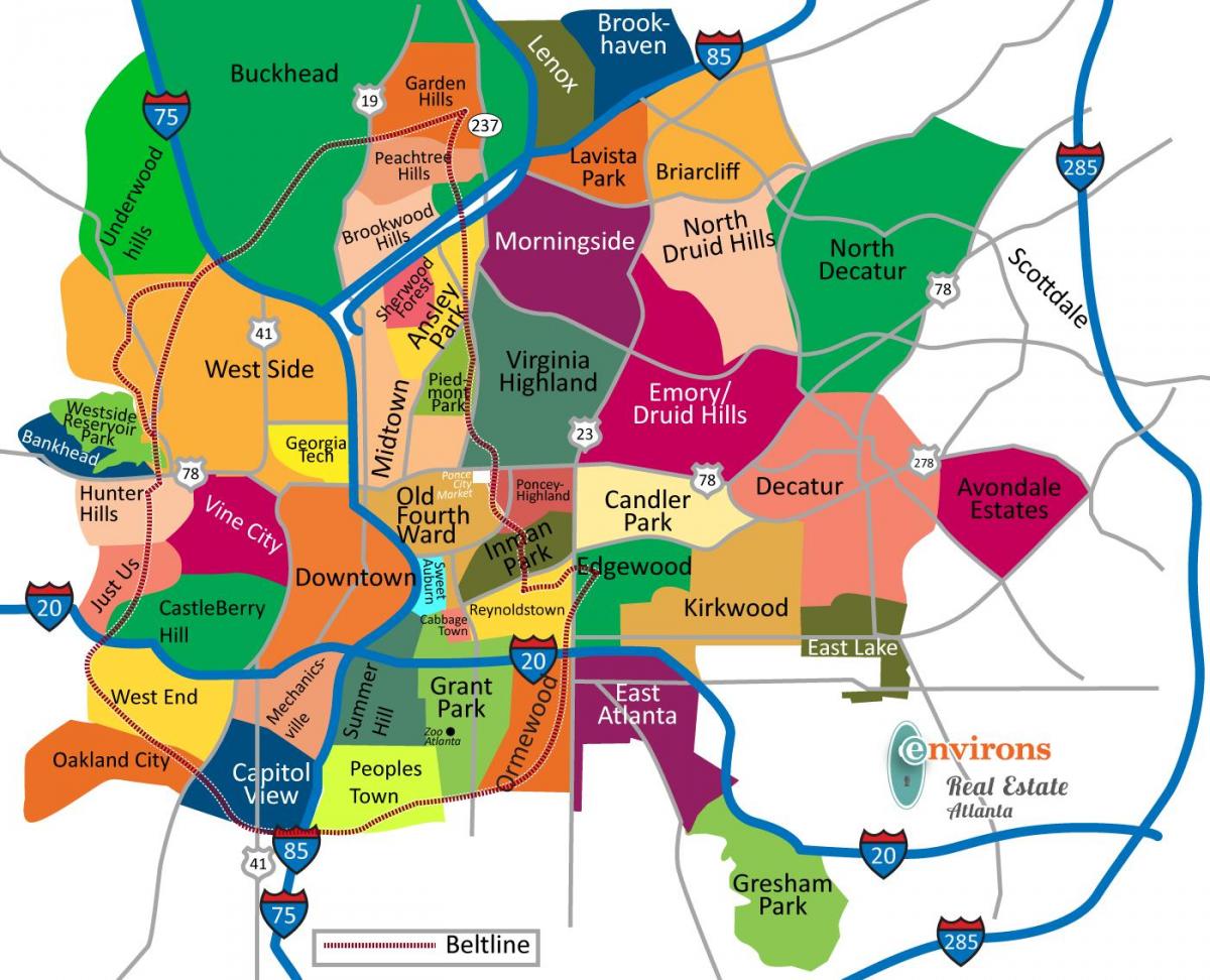 mapa Atlanty čtvrtí