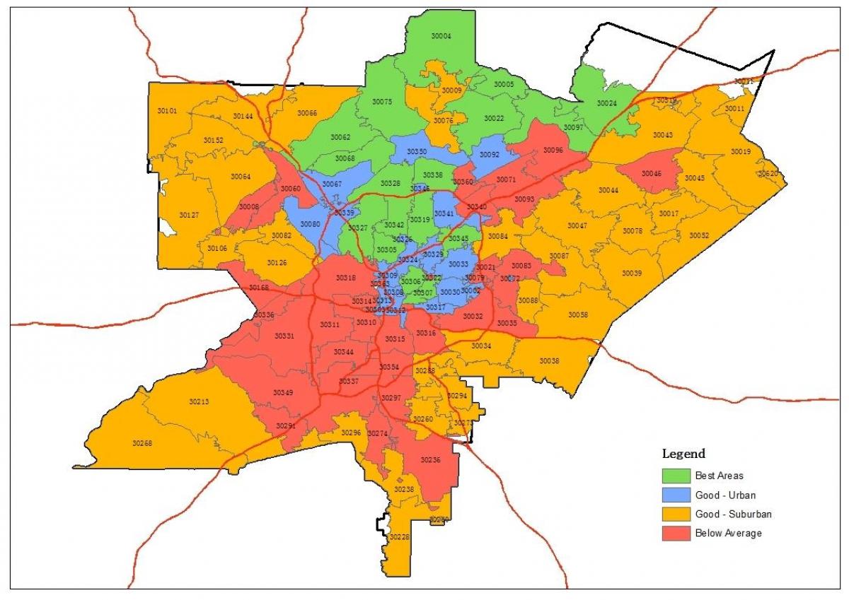 psč mapa Atlanta