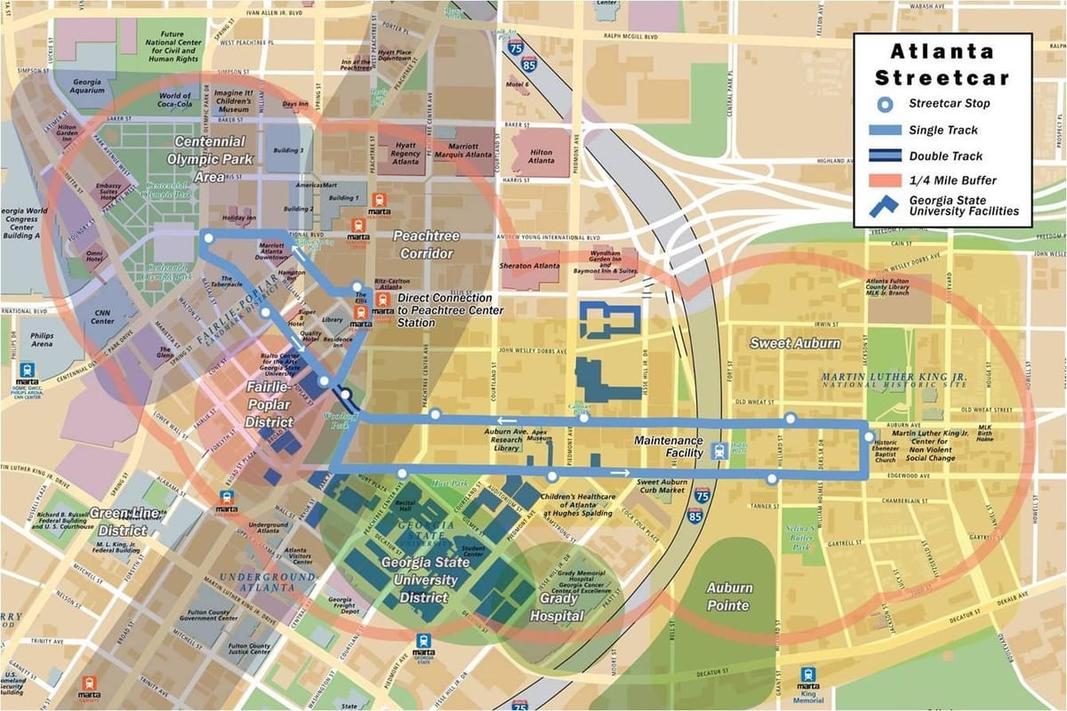 mapa tramvaj Atlanta