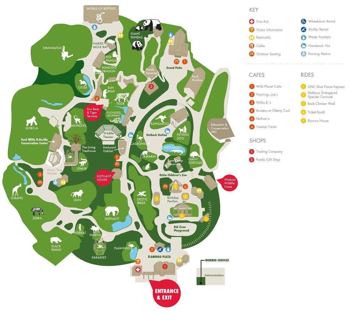 mapa zoo Atlanta