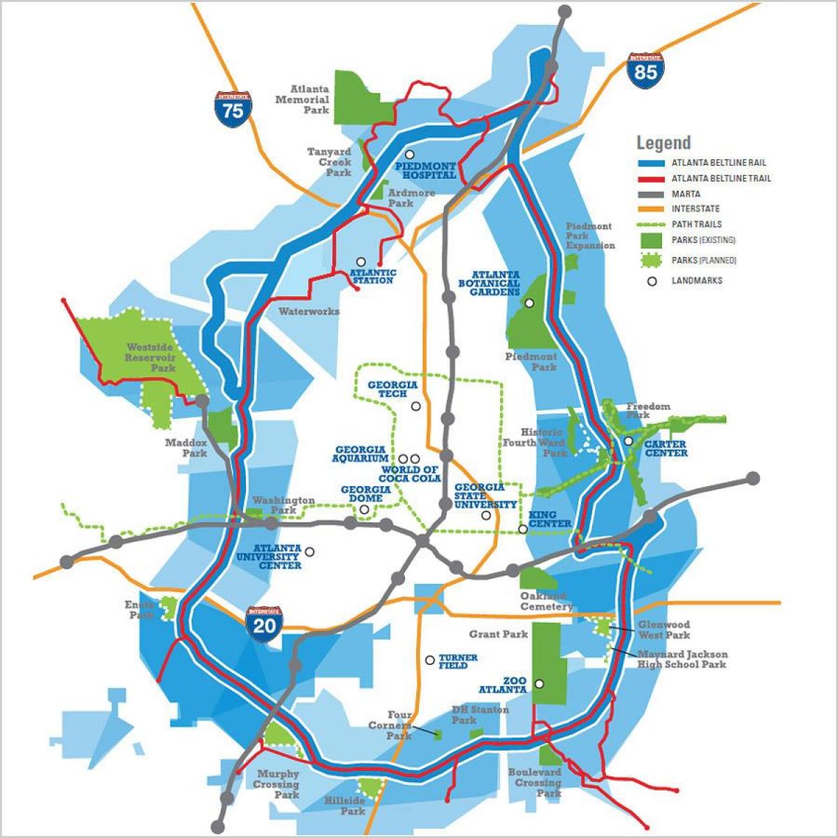 Atlanta beltline mapě