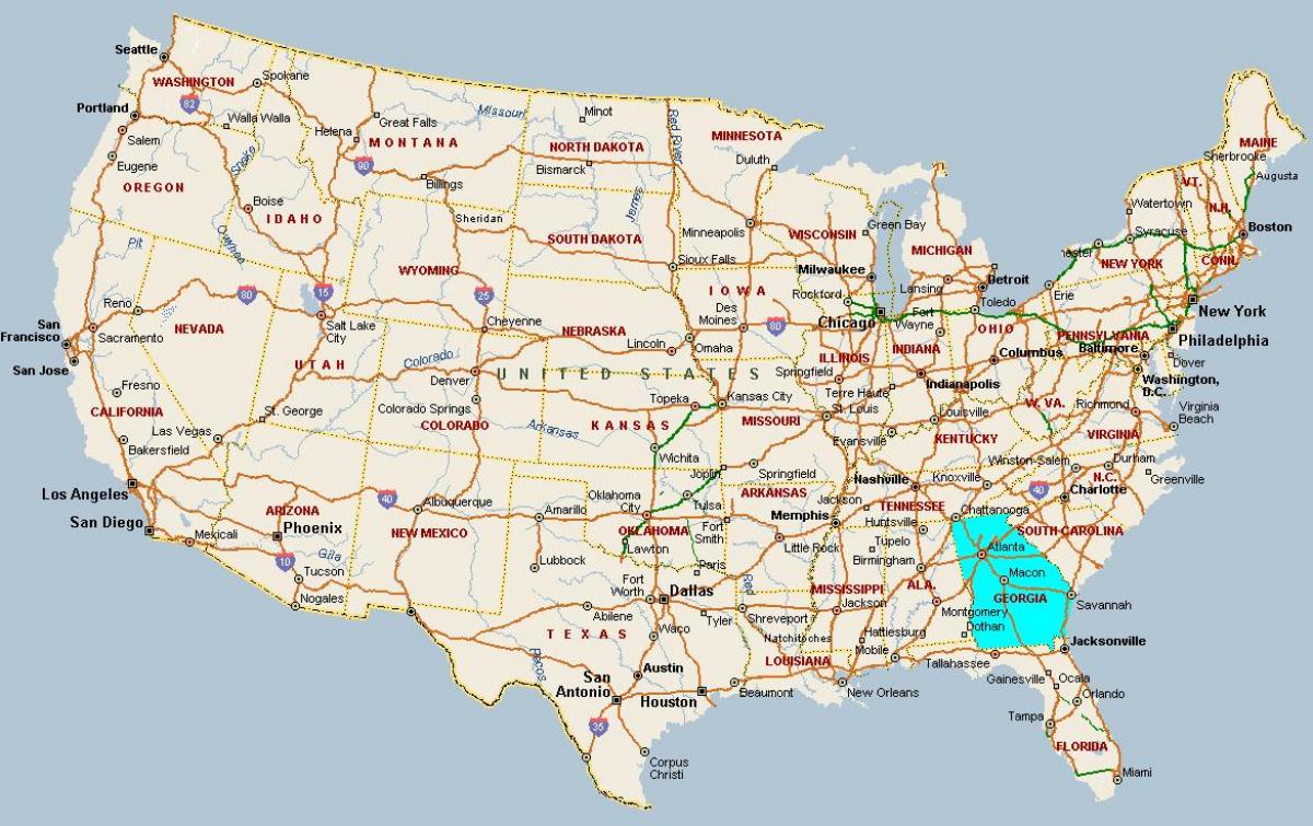 mapa Gruzie, spojené státy