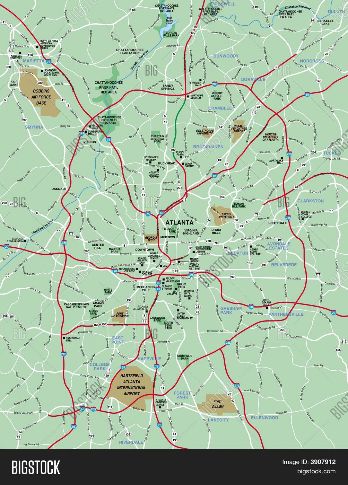 větší Atlanta oblast mapě