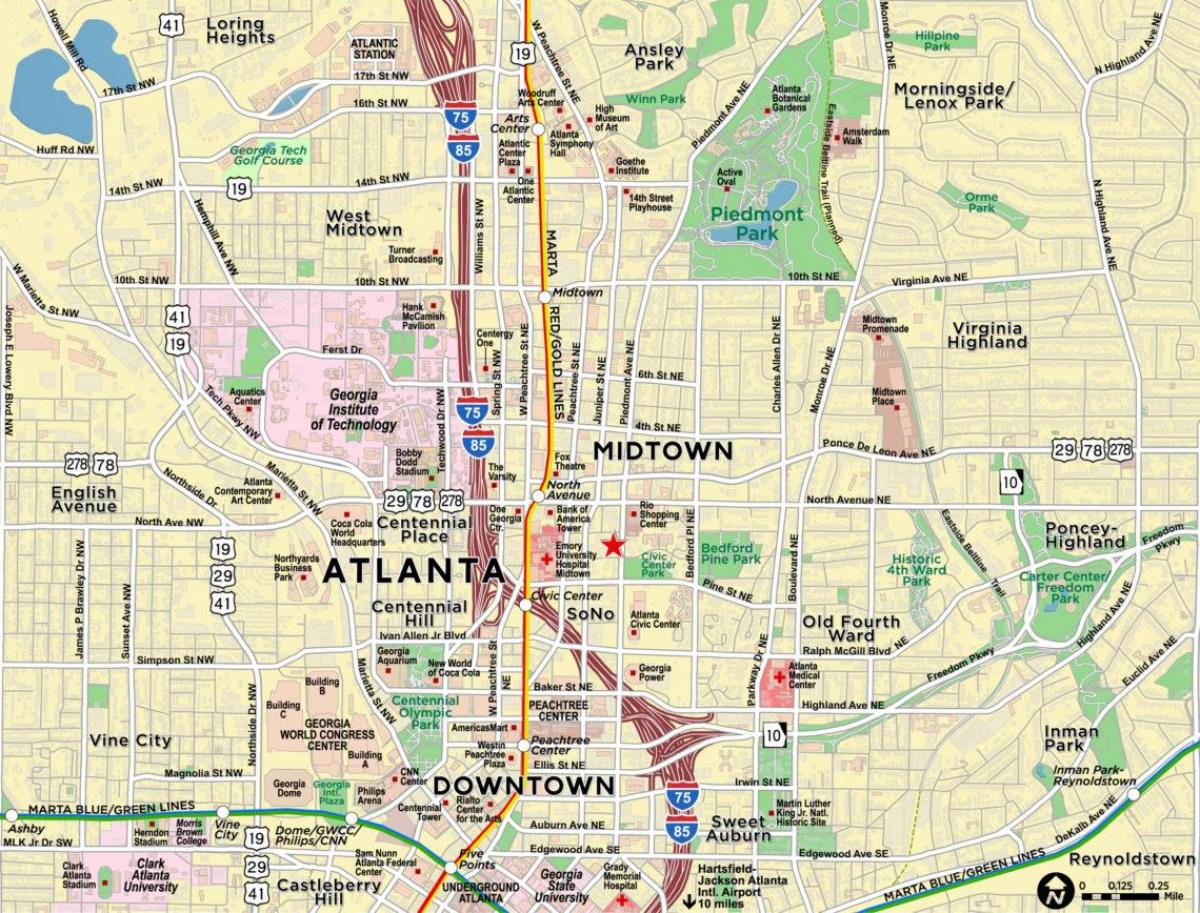 mapa Atlanta midtown