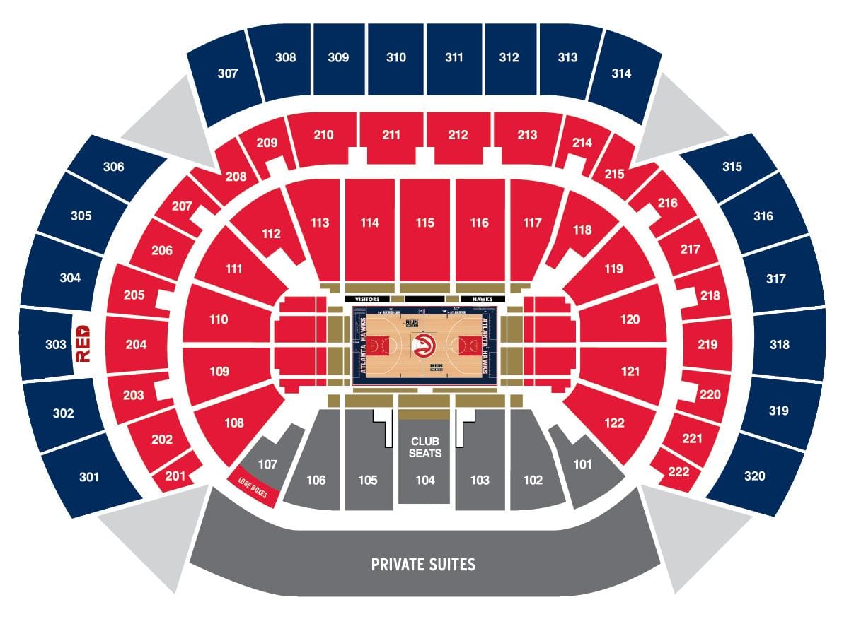 Philips arena sedadla mapě