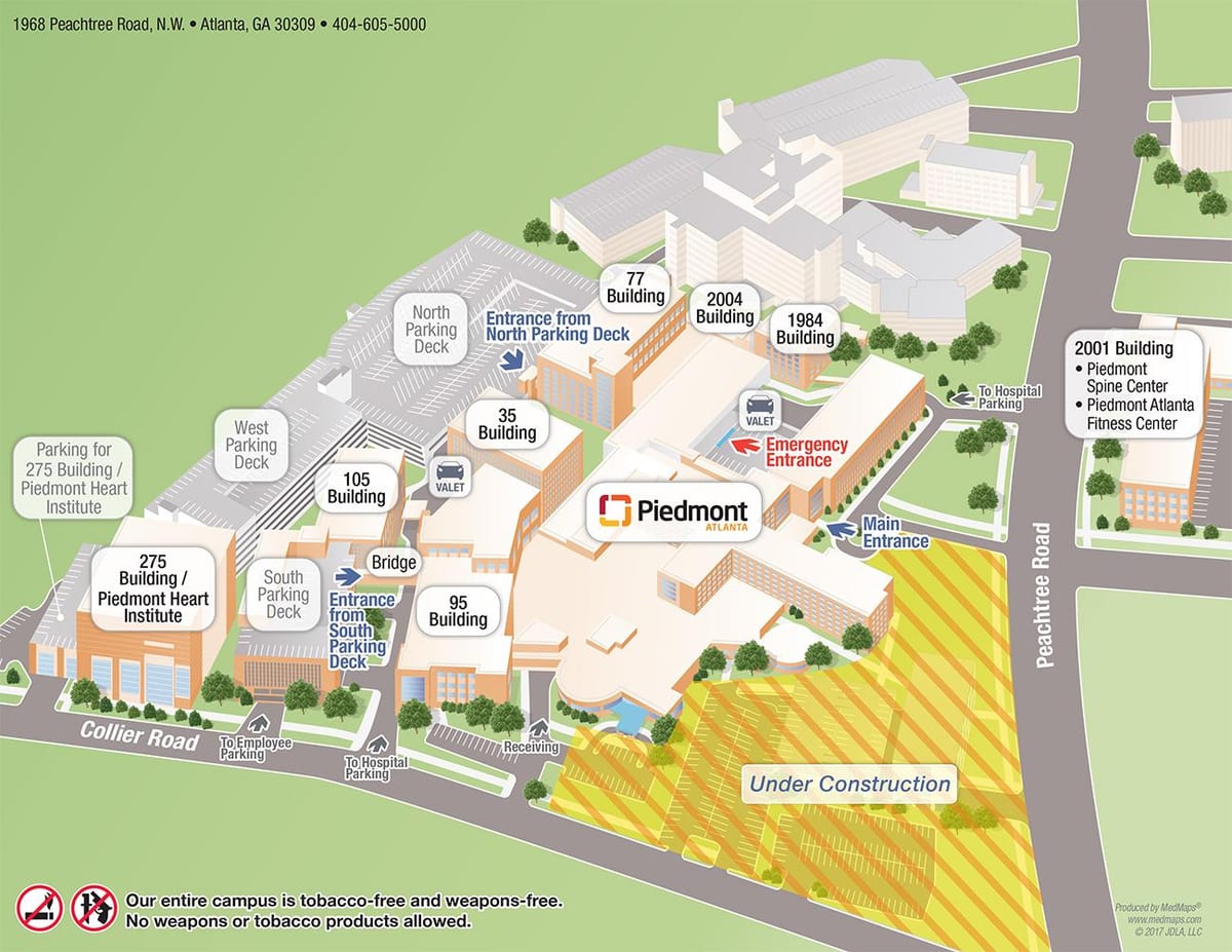 Piedmont hospital mapě