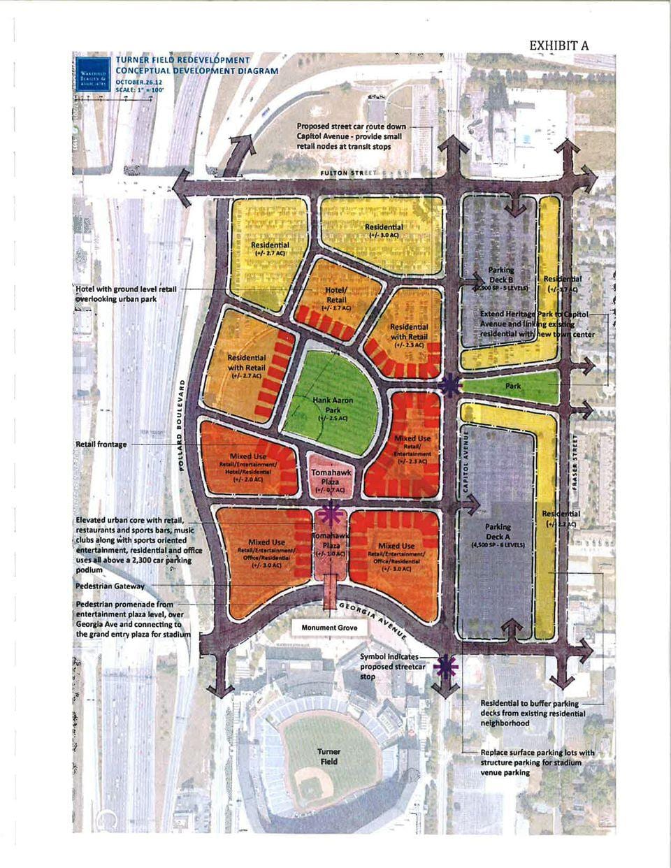 mapa turner field parkoviště