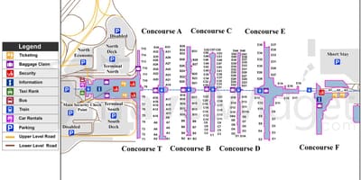 Mapa Hartsfield Jackson letiště